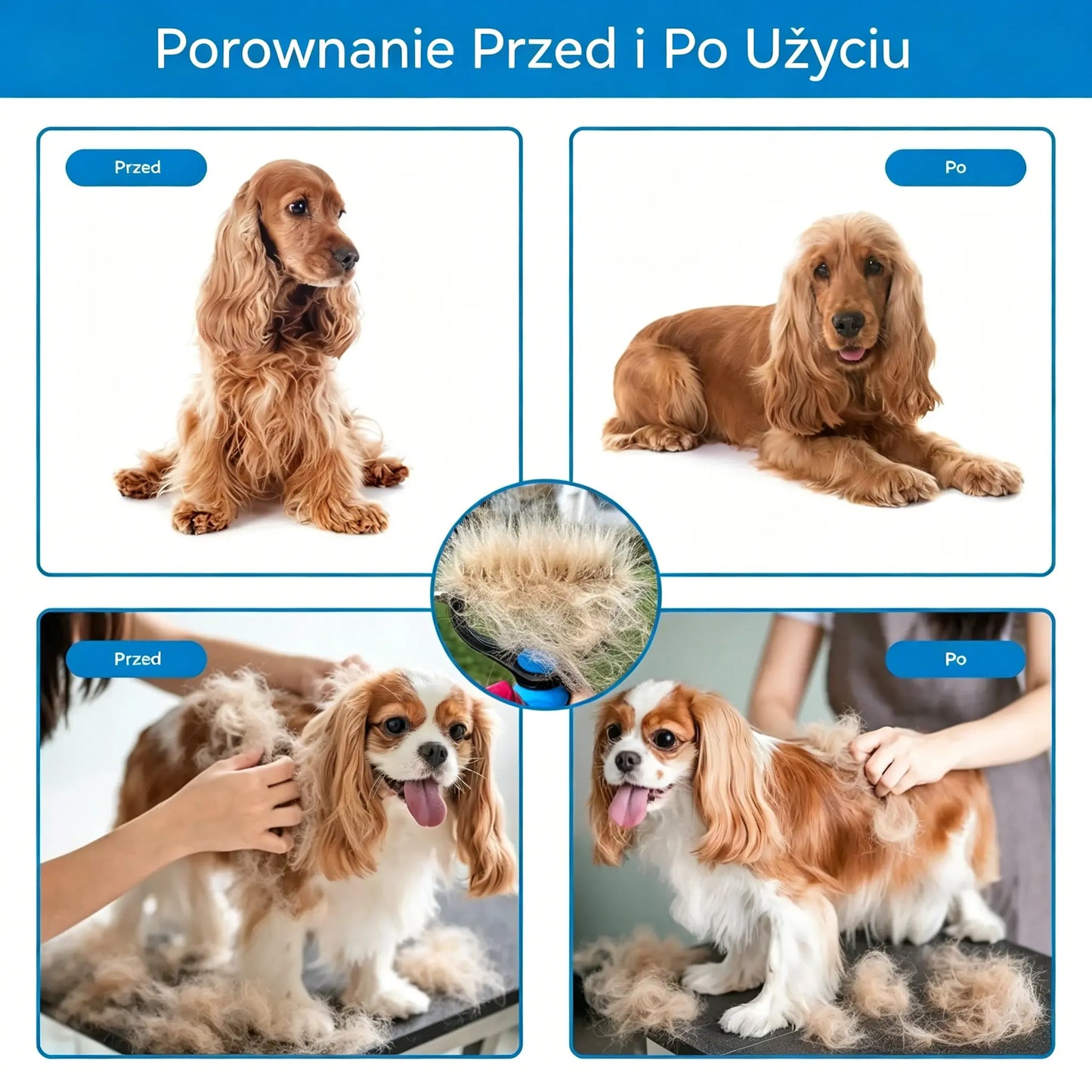 🐾🐱 Kup 1, drugi GRATIS! 2 sztuki tylko za 89 zł! Dwustronna szczotka do usuwania sierści zwierząt ✨