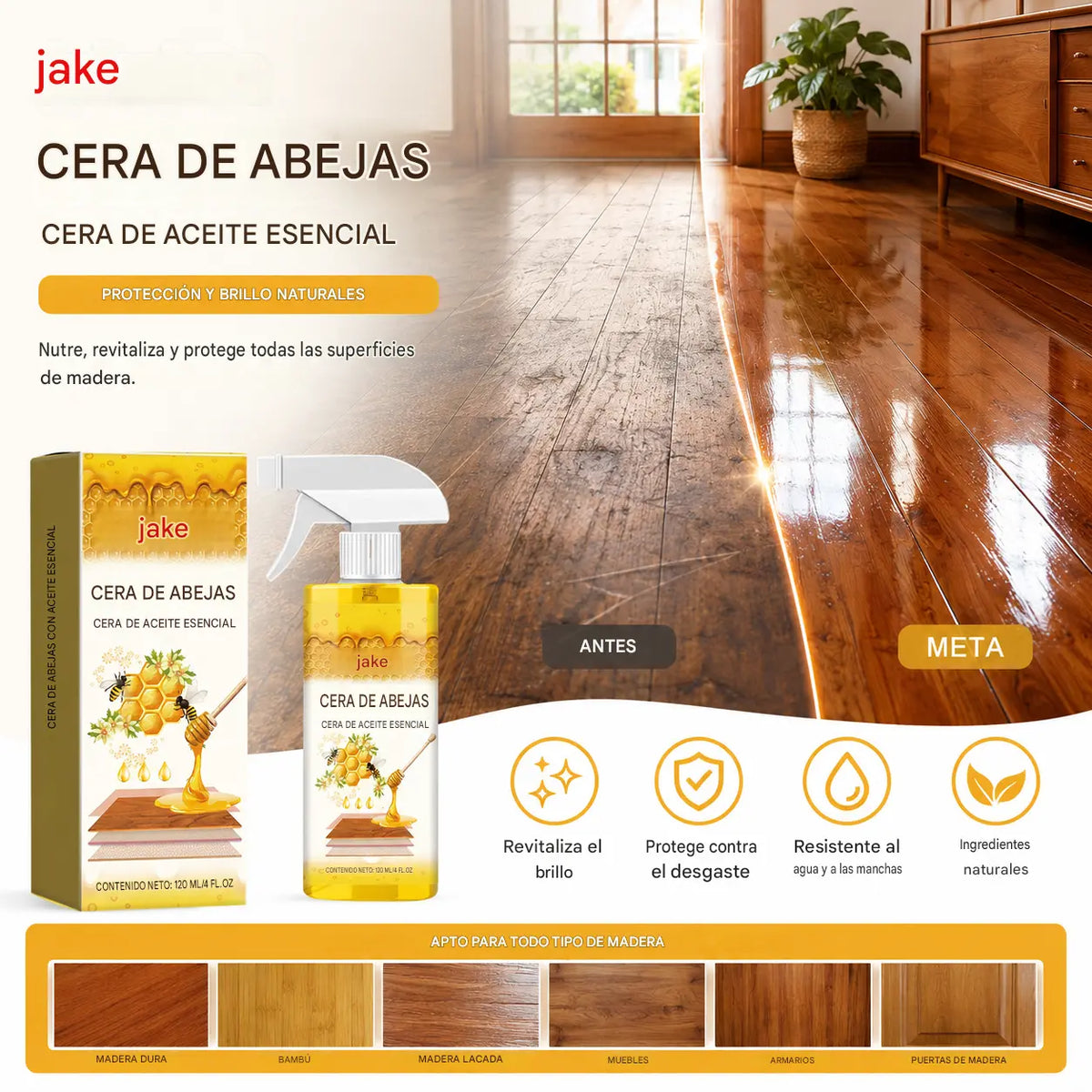 🔥【30% OFF】🔥Oferta especial por tiempo limitado🔥🧼Limpiador y abrillantador todo en uno para superficies de madera, elimina manchas, previene el polvo y aporta brillo.