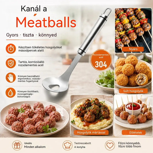 🍖 【2 darabos készlet】304 rozsdamentes acél húsgombóc készítő – ideális hús- és halgombócok készítéséhez, tökéletes otthoni főzéshez 🥄