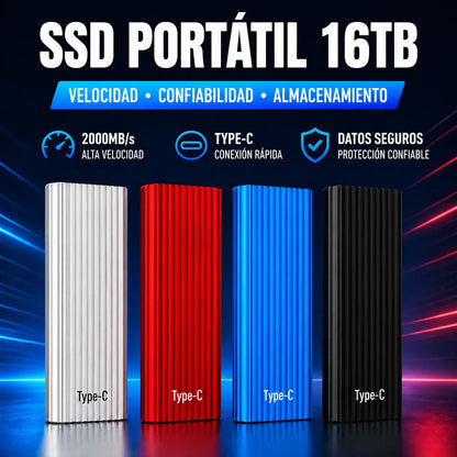 🏆Oferta por tiempo limitado⚡ 🔥Dispositivo de estado sólido mini portátil de alta capacidad de 16 TB con puerto USB Tipo-C