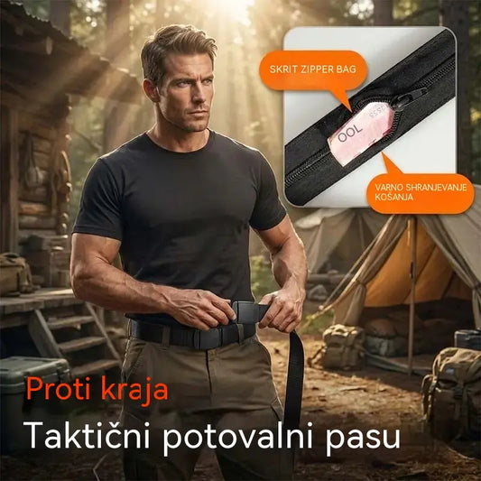 🔥【Kupite 1, dobite 1 gratis】🔥【Dolžina: 130 cm】Taktični potovalni pas s skritim žepom za denar