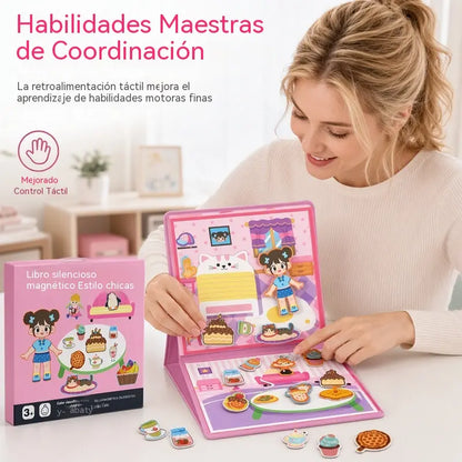 👶🧠Libro magnético silencioso para niños, rompecabezas plegable con escena, juguete educativo temprano para niños y niñas📚