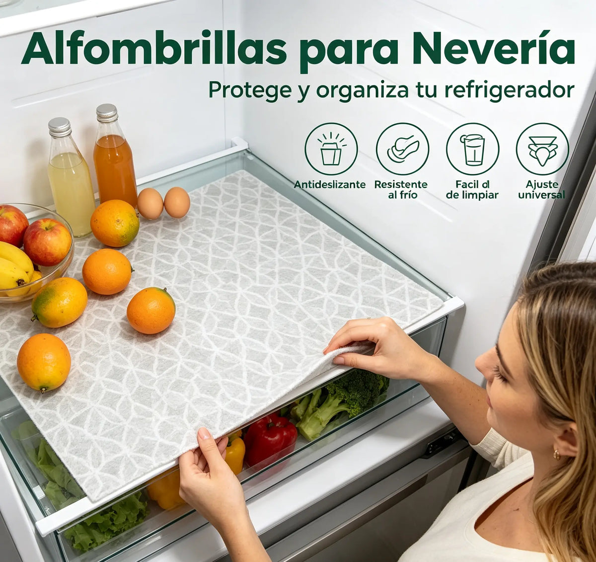 6 piezas por 27 euros-🧊🛡️ Protectores impermeables para estantes de refrigerador — Antideslizantes, fáciles de limpiar y aptos para contacto con alimentos — Mantén los estantes ordenados y frescos ✨