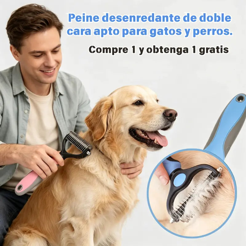 🐶【2 piezas 24 €】Cepillo de doble cara para el aseo de mascotas y la eliminación de pelo