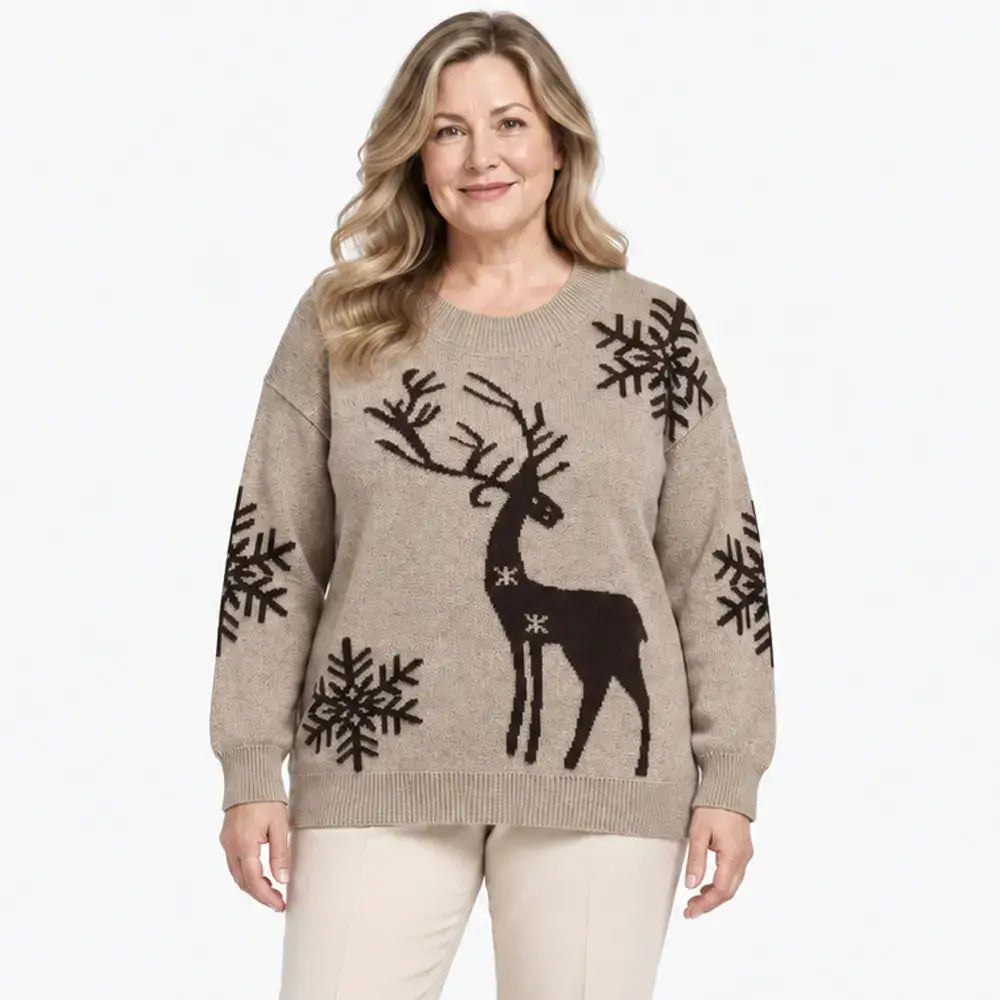 【XS-3XL/3 szín】2026 Ősz/Tél Új Stílusú Szarvas Jacquard Mintás, Kerek Nyakú Felsőruházat Pulóver
