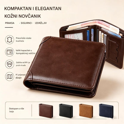 👝✨ Nueva cartera para hombre de piel auténtica con protección antirrobo.