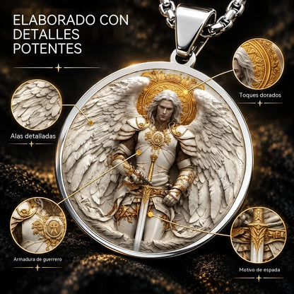 🔥【Compra 1 y llévate 1 gratis】⚔️🛡️Collar con colgante de guerrero ángel para hombre: fe, fuerza y protección.