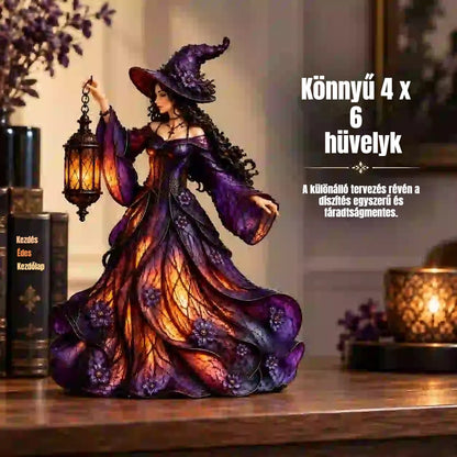 🧙‍♀️ Gótikus halloweeni boszorkányfigura LED lámpással 🧙‍♀️