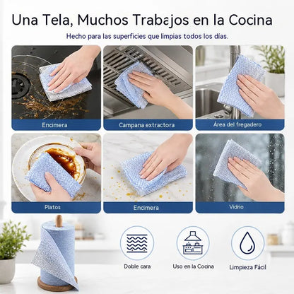🔥【1 rollo de 20 hojas】💦Paño de cocina plateado de limpieza profunda (reutilizable)