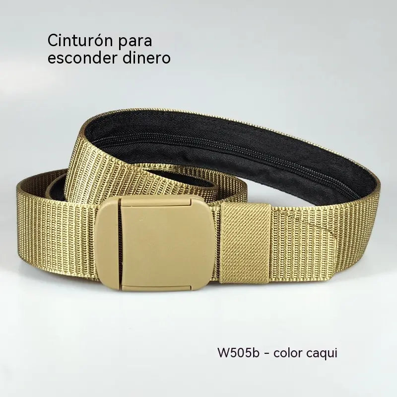 🔥【Longitud： 130 cm】Cinturón de viaje táctico con bolsillo oculto para dinero
