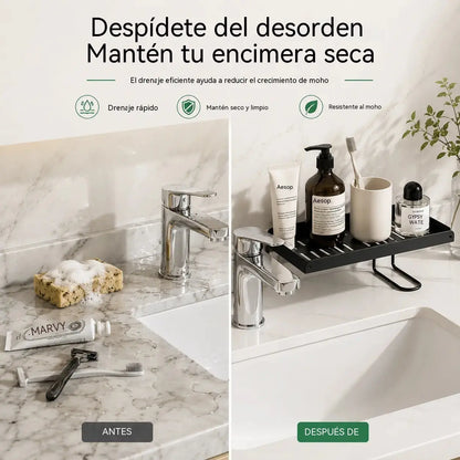 🏡🧼Organizador de estantes plegable de acero para colocar sobre el fregadero, estante de almacenamiento ajustable sin necesidad de taladrar ✅