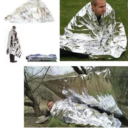 🔥【Paquete de 5】⏰ Manta de supervivencia para exteriores — Refugio térmico plateado y compacto, equipo de emergencia esencial