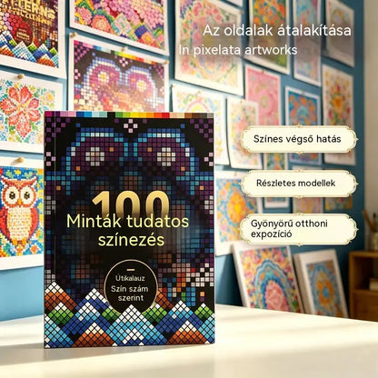 🛍️ Antistressz kifestőkönyv készlet "100 minta tudatos színezéshez" 🎨 Festés számok szerint felnőtteknek és időseknek | 100 minta (virágok, mandalák) + filctollkészlet mellékelve, agytorna és relaxáció