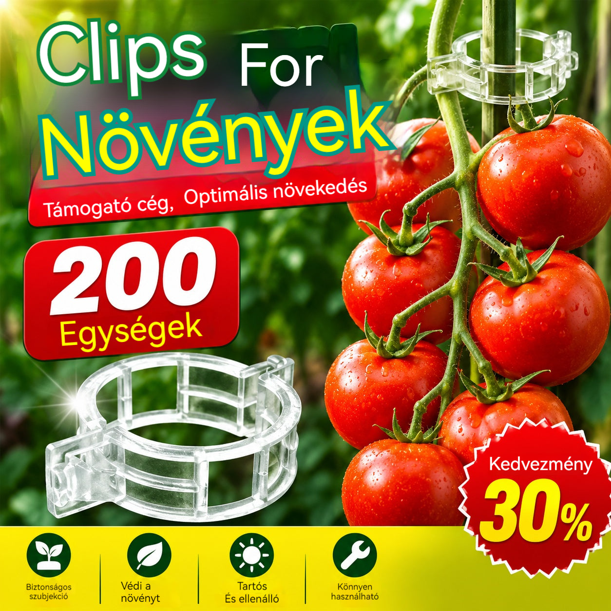 🔥【30% OFF】🔥【200 db】🌱Rögzített műanyag növényi kapcsok