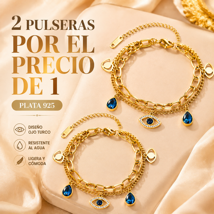 🔥【Compra 1 y llévate 1 gratis】👁Pulsera de plata de ley 925 con diseño de ojo turco y temática veraniega