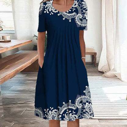 🔥🎁【S-5XL】👗2026 őszi új, középhosszú, virágmintás ruha