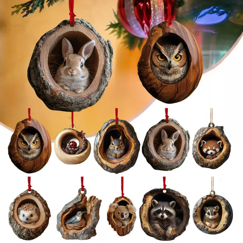 [10 részes készlet] 🎄 Állatfigurás karácsonyfadíszek — Függő állatdíszek