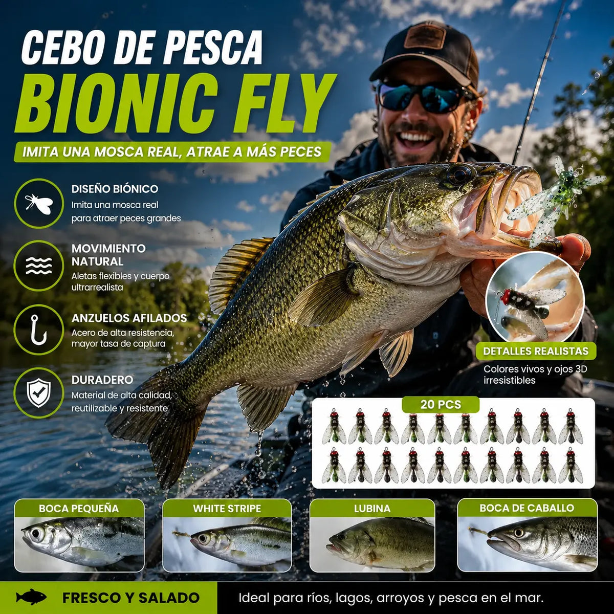 🐟🎣【40 piezas 26 euros】🔥Cebo para moscas biónico🔥【Compre 20 y obtenga 20 gratis】