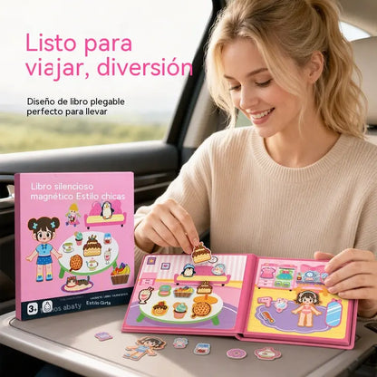 👶🧠Libro magnético silencioso para niños, rompecabezas plegable con escena, juguete educativo temprano para niños y niñas📚
