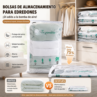 🧳【Juego de 5 piezas】💨 Bolsa de almacenamiento al vacío grande y compresible: no requiere bomba, es a prueba de fugas e ideal para ahorrar espacio en maletas y en casa ✈️