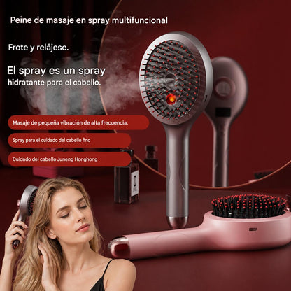 💆‍♀️Peine de masaje con spray que relaja el cuero cabelludo, peine de masaje para peinar y cuidar el cabello en casa con masaje vibratorio.