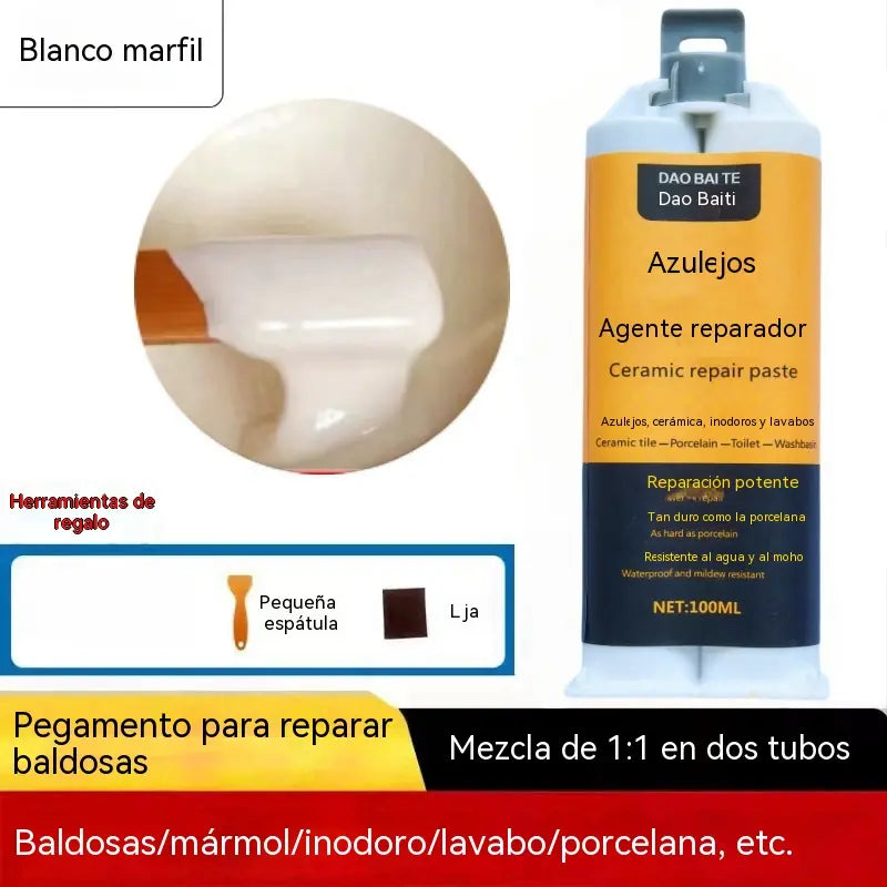 ✨【Compra 1 y llévate 1 gratis】2 piezas por 27 euros Pasta reparadora de azulejos cerámicos de doble tubo, un adhesivo mágico para rellenar grietas y agujeros.【Enviar herramientas】
