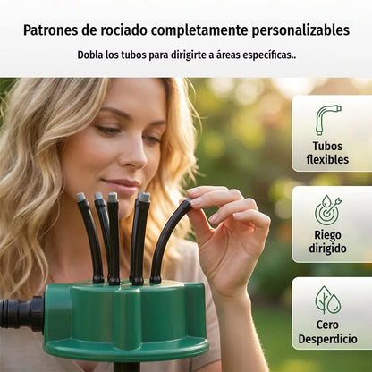 💦🌿Aspersor automático multicabezal de jardín de 360°