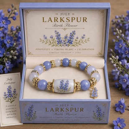 🔥【Compra 1 y llévate 1 gratis】🎁✨Pulsera de flores de cumpleaños de diciembre con colgante de rosa en forma de gota de aceite de aleación y pulsera de calcedonia🌸