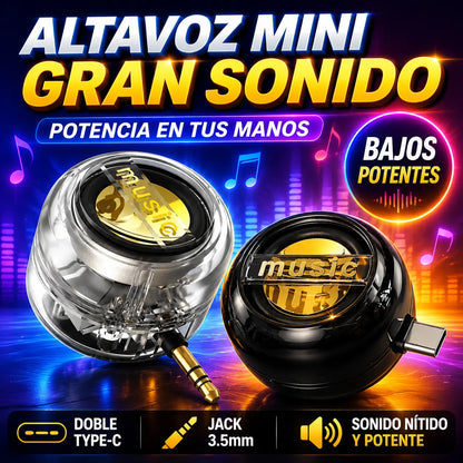 🔥【Interfaz dual Tipo-C/3,5 mm】🎵Altavoz portátil de tamaño mini para teléfono móvil con potente salida de graves