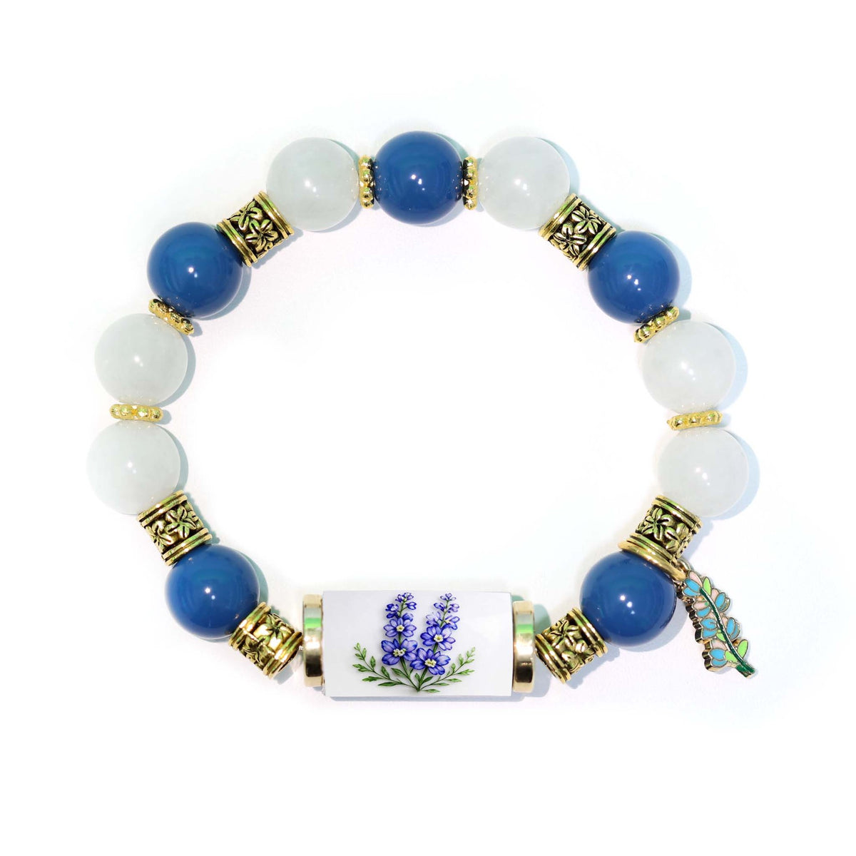 🔥【Compra 1 y llévate 1 gratis】🎁✨Pulsera de flores de cumpleaños de diciembre con colgante de rosa en forma de gota de aceite de aleación y pulsera de calcedonia🌸