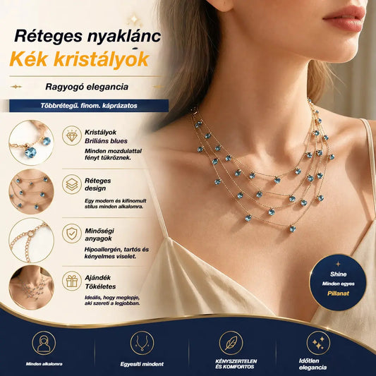 📢📢 50% kedvezmény! ✨ Női többrétegű, csillogó kulcscsont medál nyaklánc
