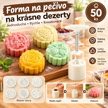 【1 forma 4-féle virágmintával】✨😍 Kézi nyomású tésztaformázó készlet, kreatív sütőformák