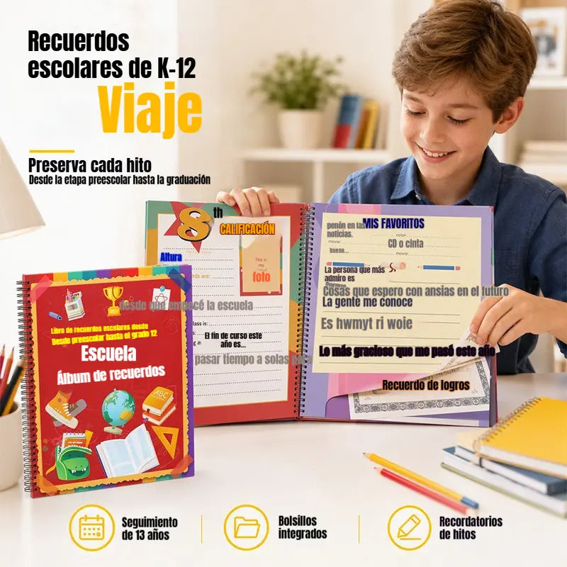 ⏳🔥¡50% DE DESCUENTO POR TIEMPO LIMITADO! ⏰Libro de recuerdos escolares/cuaderno de viaje para estudiantes📓🎓