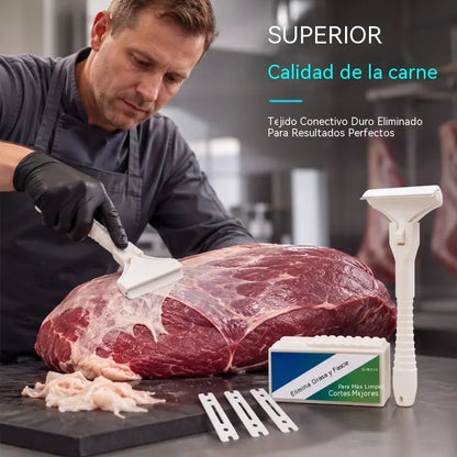 🔥【Compra 1 y llévate 1 gratis】🥩 Raspador de carne de acero inoxidable para grasa y tejido conectivo – Herramienta de cocina profesional para limpiar la carne de forma rápida y eficiente 👨‍🍳🔪