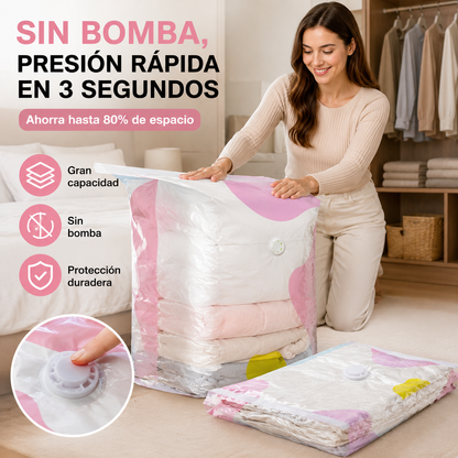 🧳【Juego de 5 piezas 28 euros】💨 Bolsa de almacenamiento al vacío grande y compresible: no requiere bomba, es a prueba de fugas e ideal para ahorrar espacio en maletas y en casa ✈️