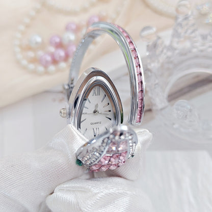 💚✨Reloj de pulsera tipo serpiente con diamantes, elegante reloj de cuarzo de acero inoxidable para mujer