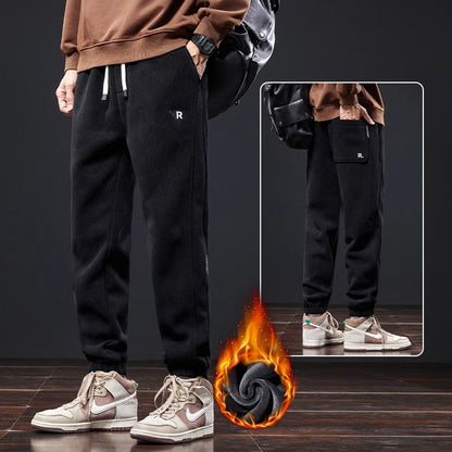 🔥【M-5XL】🖤Új férfi téli nadrág – polárbéléses, megerősített kordbársony; meleg, lezser férfi nadrág.