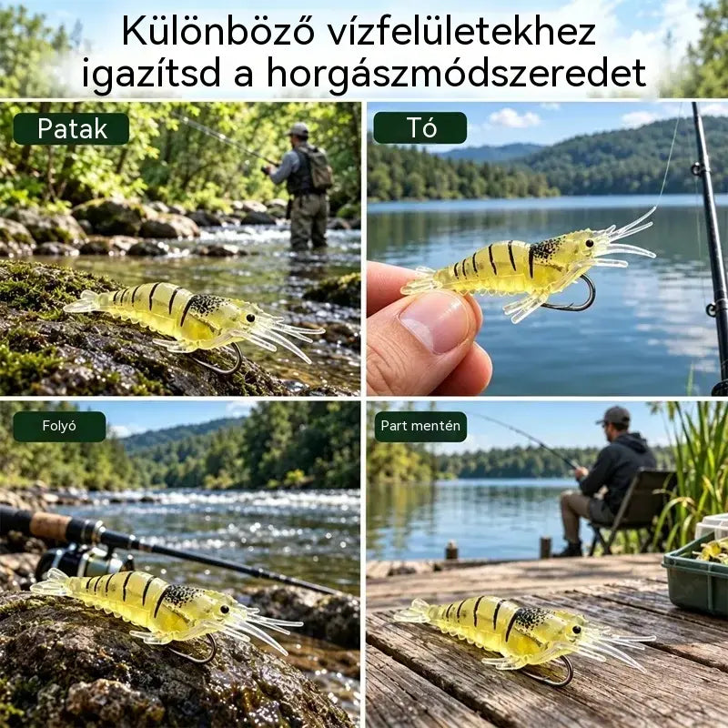 ⏰ Korlátozott ideig tartó féláras ajánlat ✨ Bionikus, puha garnéla műcsali | Rendkívül élethű, természetes mozgással; szakadásálló és tartós; édesvízi és sósvízi horgászathoz egyaránt alkalmas 🎣