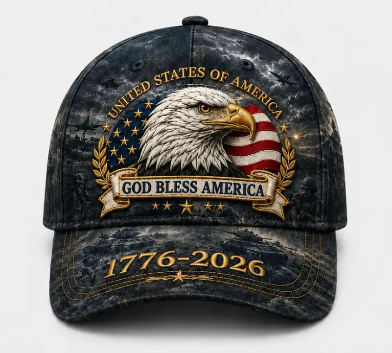 🛡️🧢Gorra de béisbol Freedom Eagle del 250 aniversario | Gorra de béisbol retro patriótica bordada –
