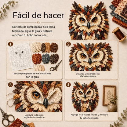 💥 ÚLTIMO DÍA: 49 % DE DESCUENTO – 🦉 Kit de manualidades DIY: Cuadro de pared de búho en capas de tela – Actividad relajante, resultados preciosos