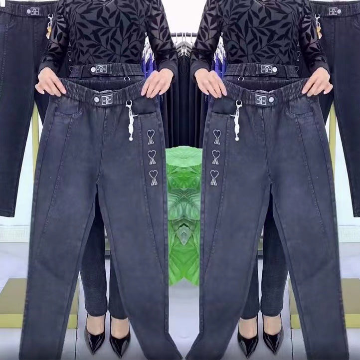 😍💥 [M-5XL] 👖👖Női nagy nyúlású, vastagított farmernadrág