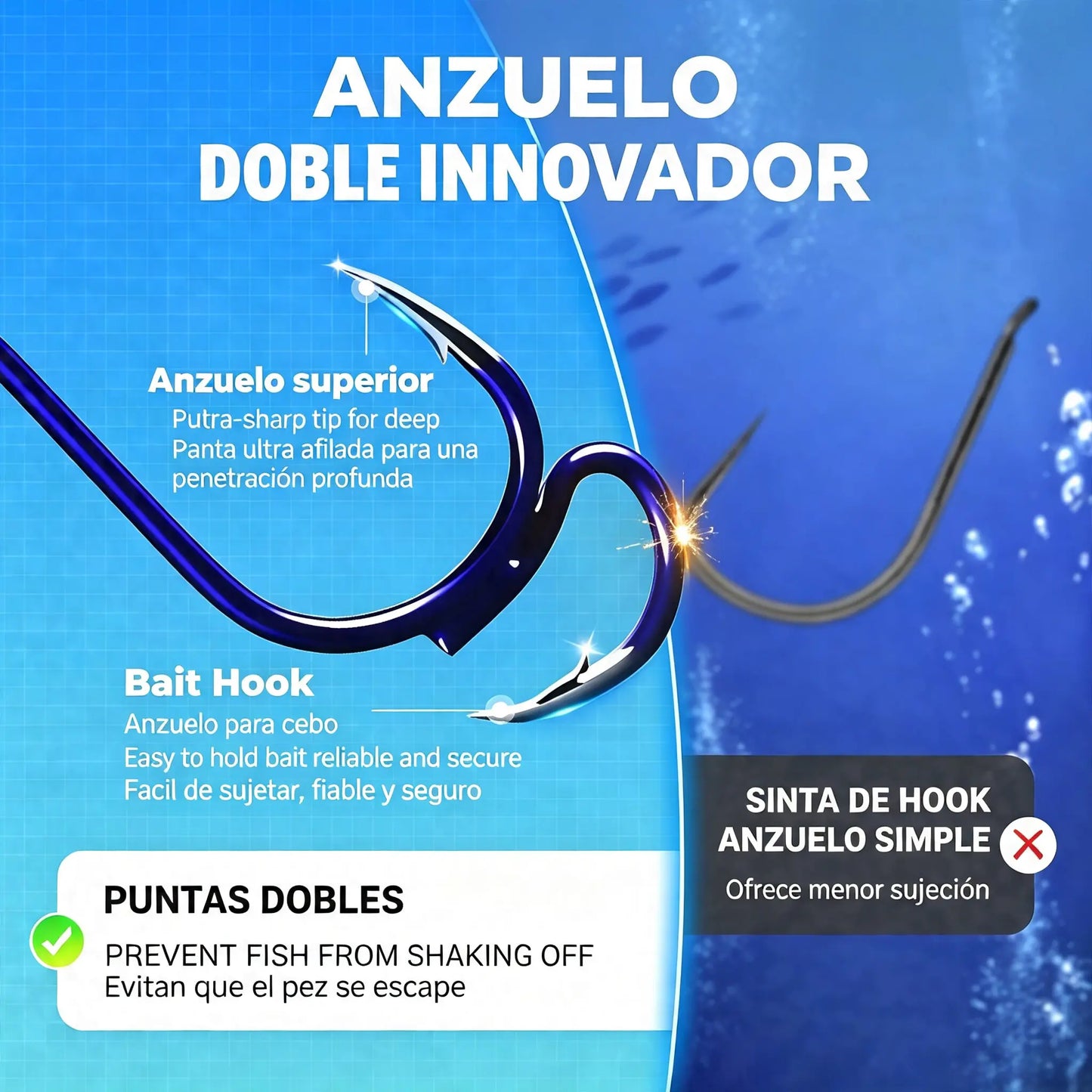 ❤️‍🔥 (20 unidades) Anzuelos dobles clásicos ultra afilados para pesca