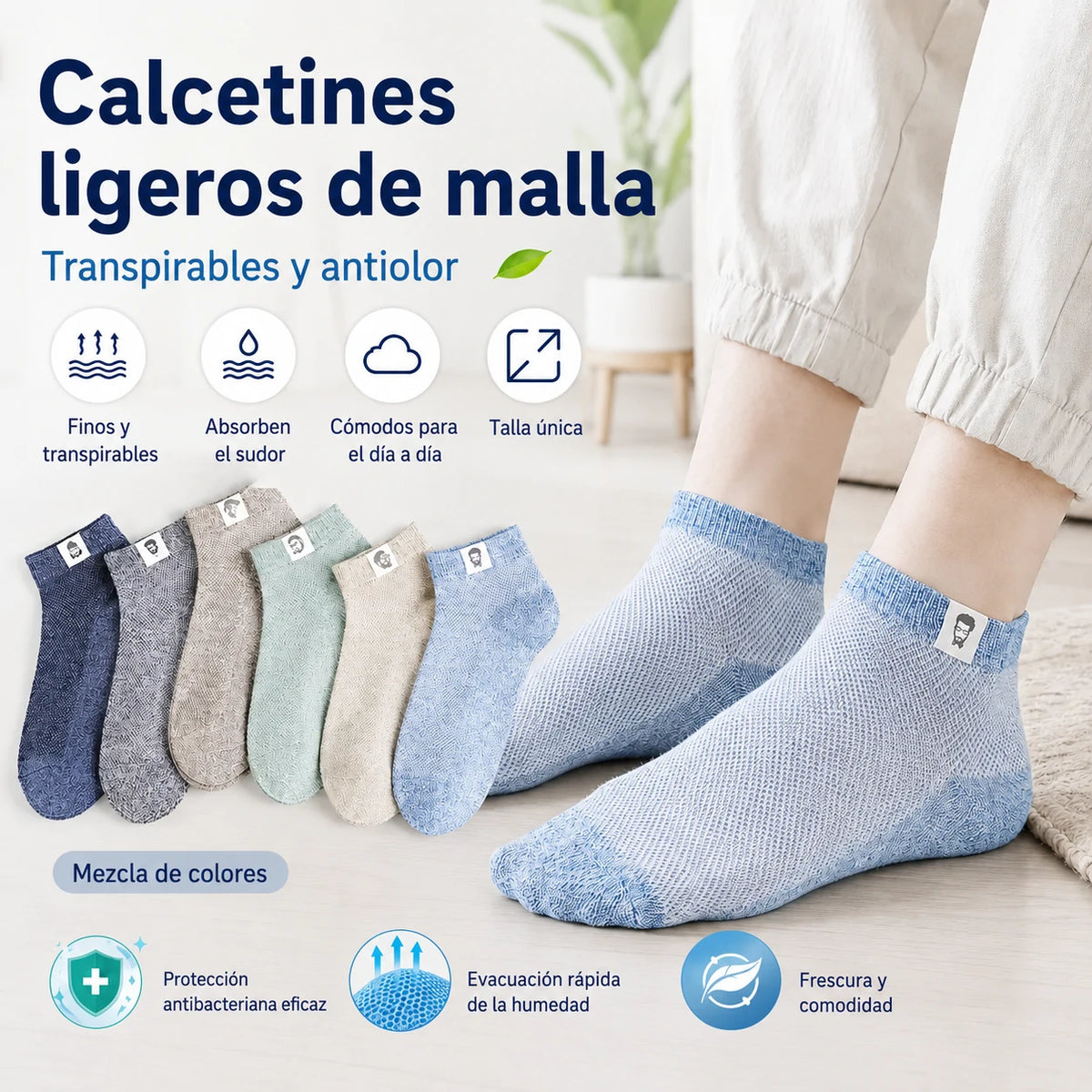 🔥10 pares 29 euros⚡🧦 Calcetines transpirables antibacterianos y antiolor para hombre