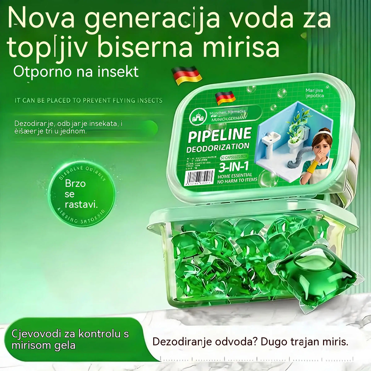 3 paquetes (150 comprimidos) por 28 € – 🔥🎉 ¡Se agotaron! 30.000 personas los compraron 🎉. Cápsulas bioenzimáticas para eliminar los malos olores de los desagües.