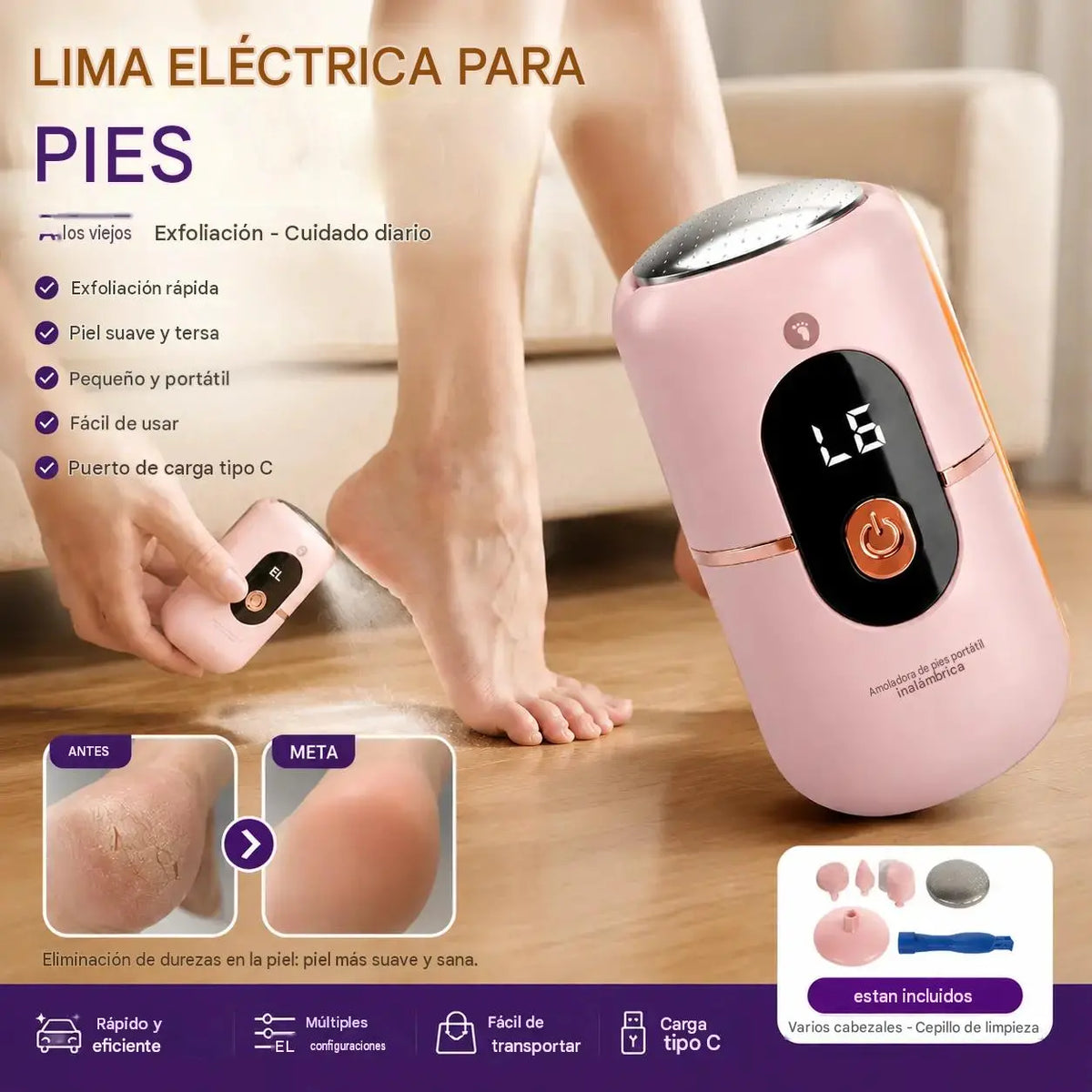 Nueva rueda eléctrica compacta 5 en 1 para pedicura automática.