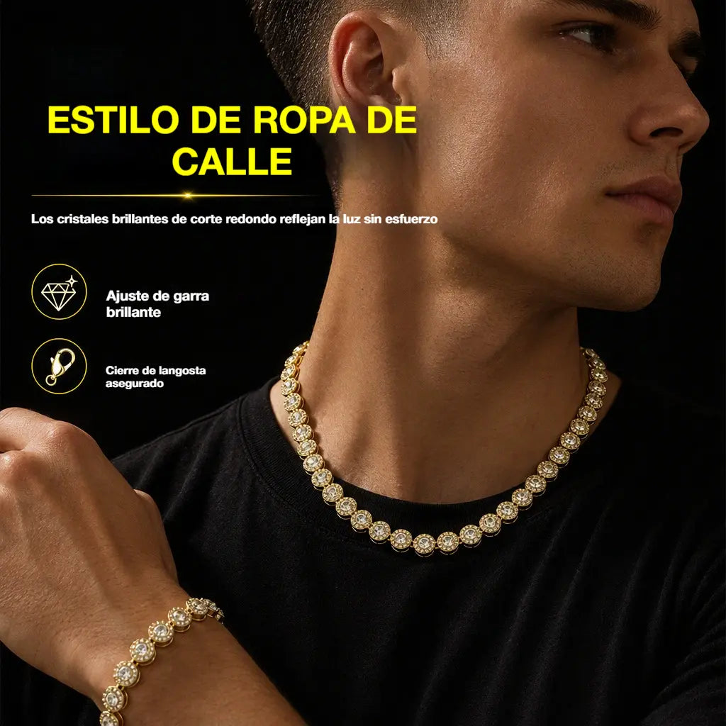 💎 ¡Ahorra un impresionante 50%! ✨ Collar unisex de estilo hip-hop con pedrería y un acabado de galvanizado exquisito e impecable: un look de baile urbano que marca tendencia y refleja tu personalidad con audacia. 🎤