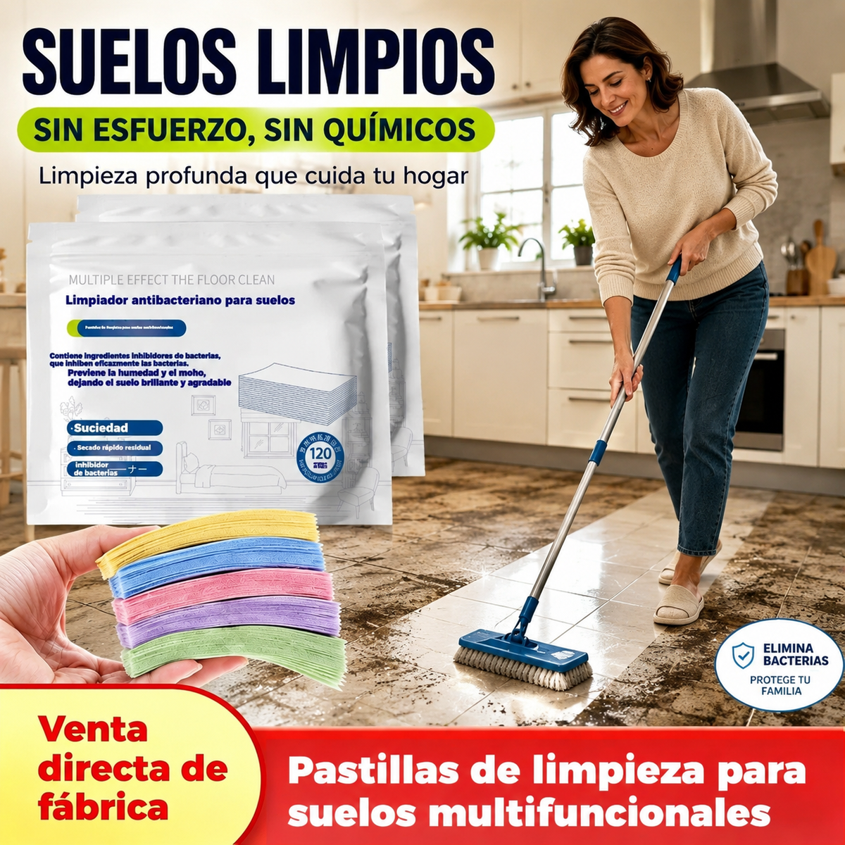 🧹【¡Compra 1 y recibe 1 GRATIS!】【240 piezas 26 euros】✨ 240 unidades de pastillas limpiadoras multiusos antibacterianas y desodorizantes | Aptas para madera dura, suelos laminados, azulejos y paredes de autocaravana