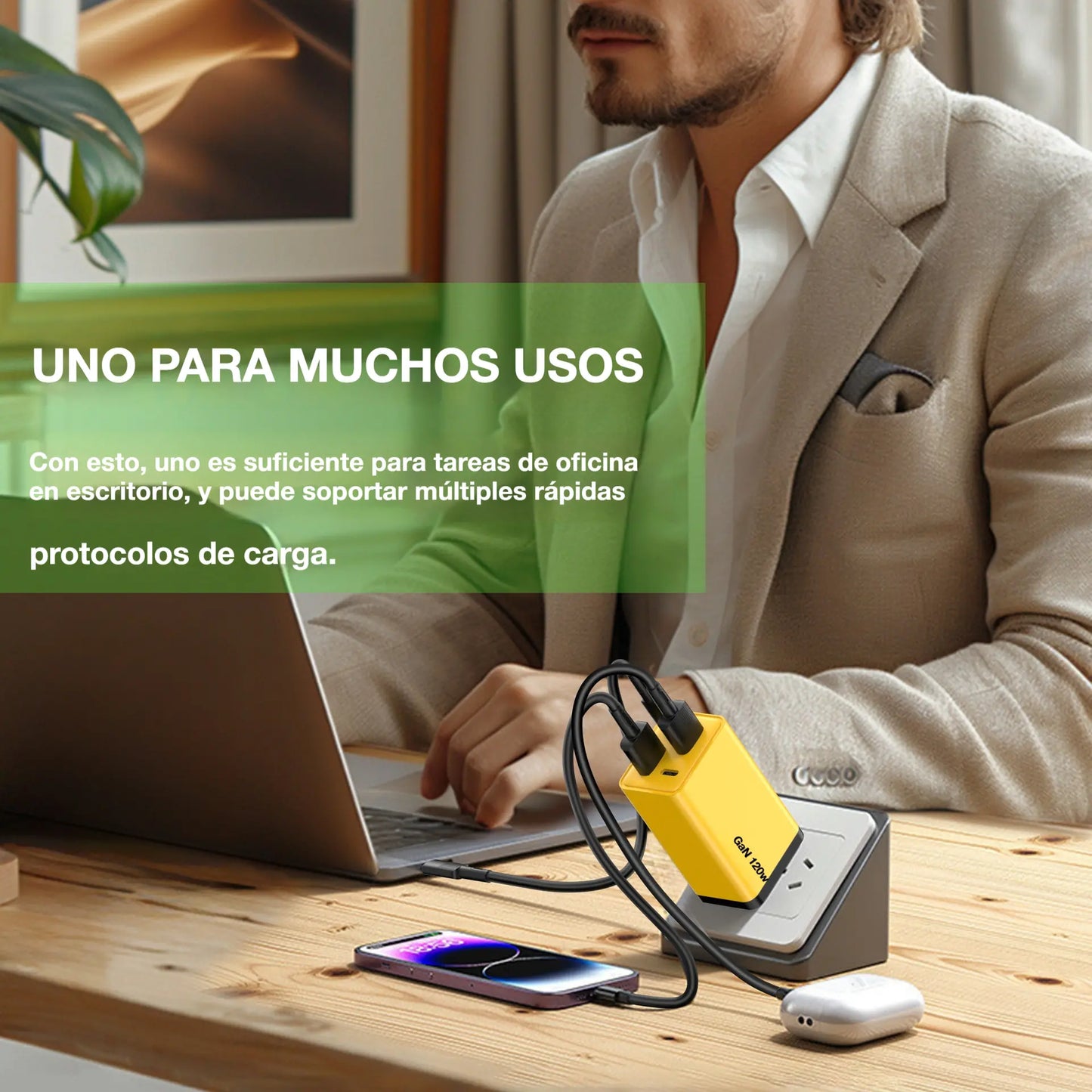 ⌛¡Solo queda 1 día de esta oferta!⏳ Cargador rápido para teléfono de 65 W con cable USB-C retráctil de 80 cm.