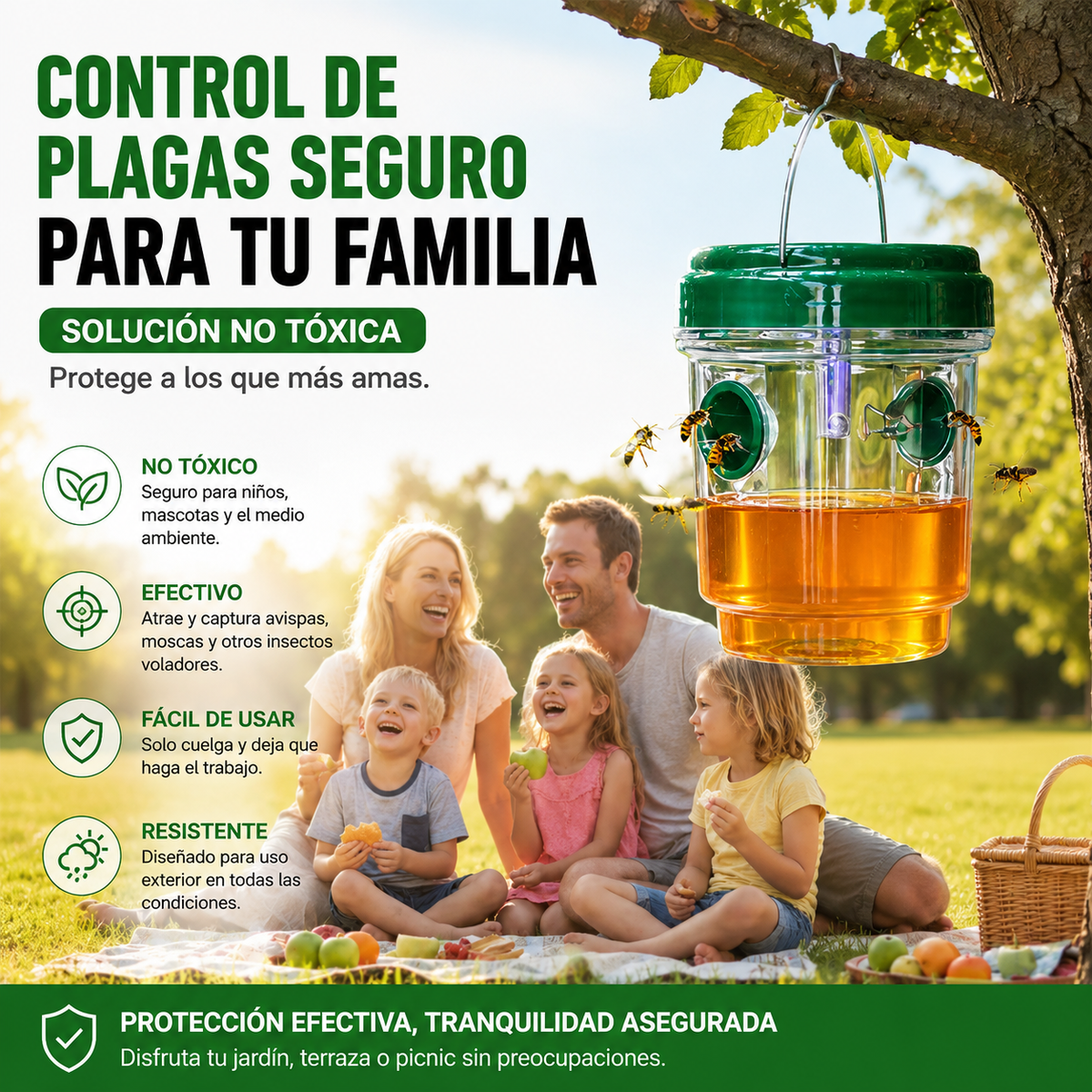 【2 piezas 26 €】🐝☀️ Trampa solar para avispas para patios y jardines 🔋🌿 – Altamente eficiente, recargable, resistente a la intemperie, cubre hasta 500 metros cuadrados.
