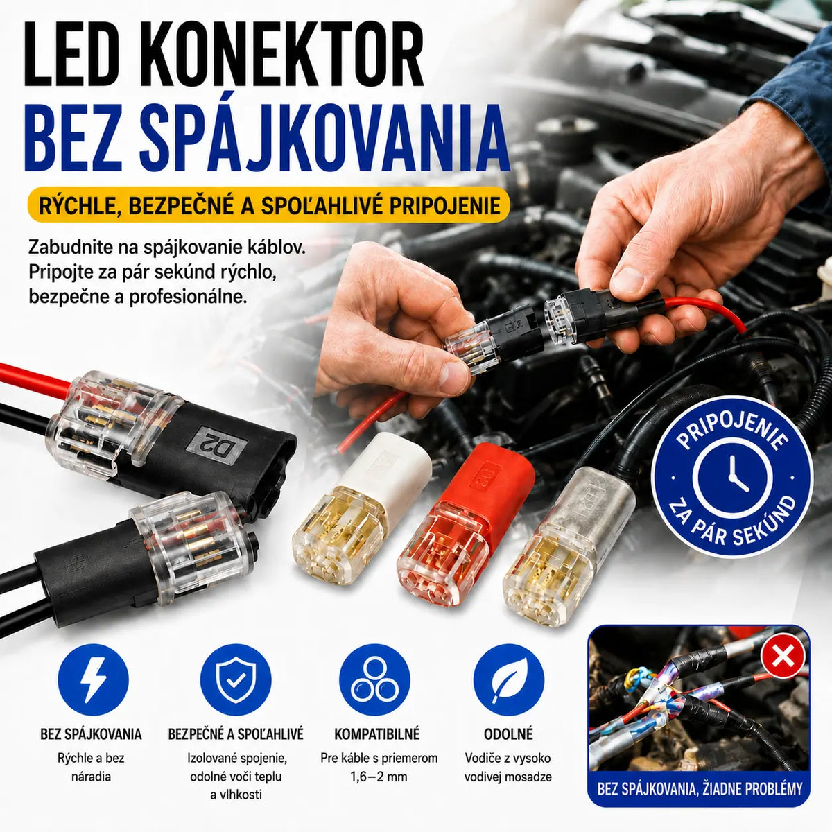 🥳Najpredávanejší tovar roku 2026🥳⏰ 【50/100 kusov】Dvojvodičový konektor s poistnou prackou, zľava 50 %! Bezpečnostná poistná pracka, protišmyková úprava⚡️